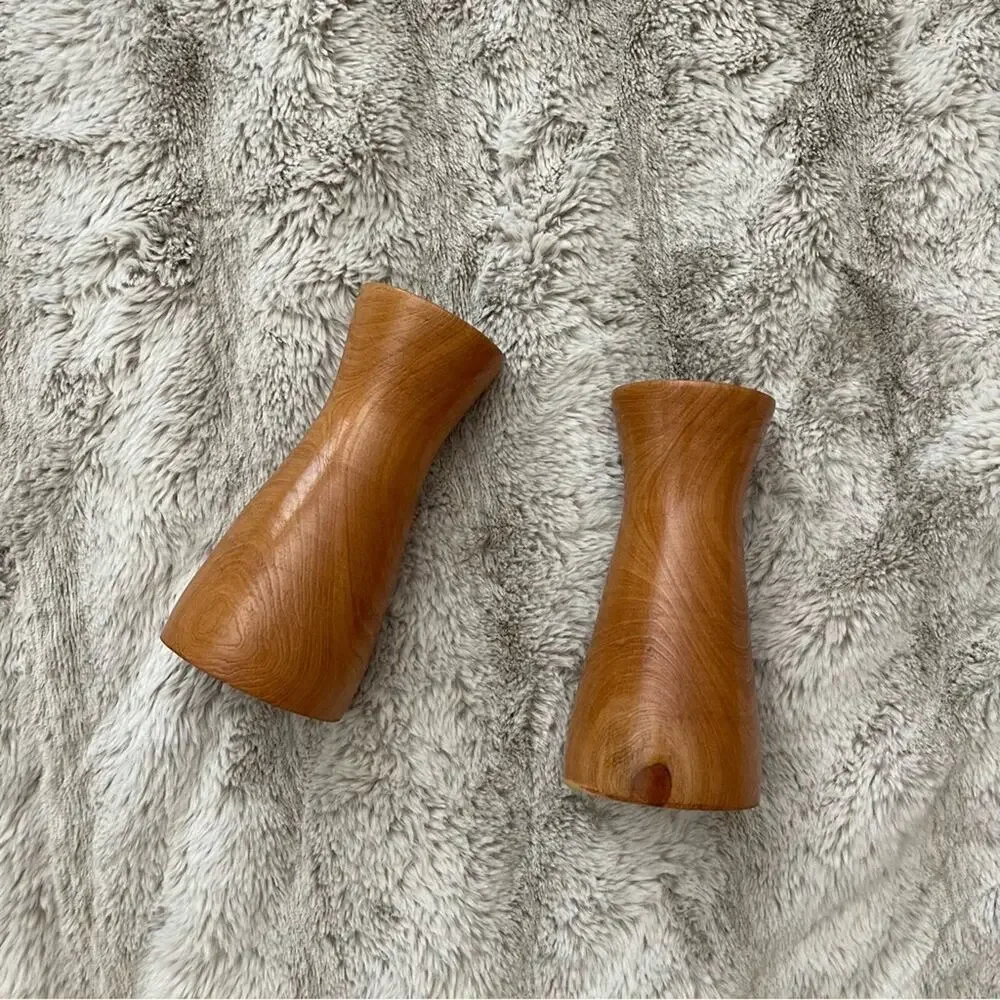 2 Vintage Wooden‎ Cozy Candlestick Holders